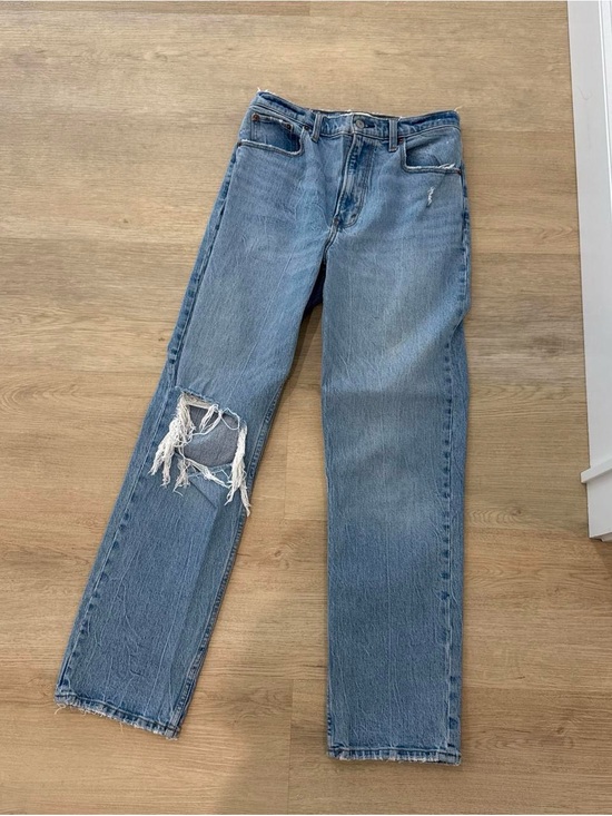 Abercrombie & Fitch Other - Abercrombie & Fitch Light Blue Straight Jeans with Distressed Knee